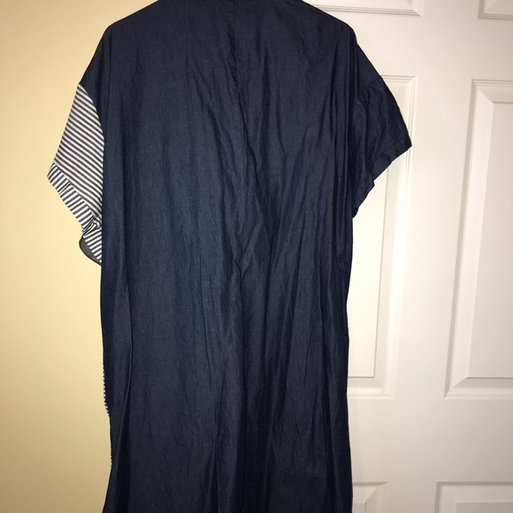 Denim Flower Striped Dress - Picture 3 of 3